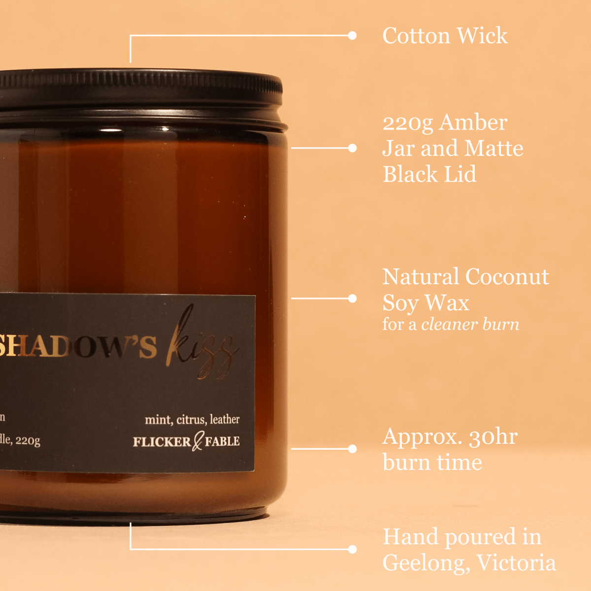 Shadow's Kiss – mint, citrus, leather - Flicker & Fable