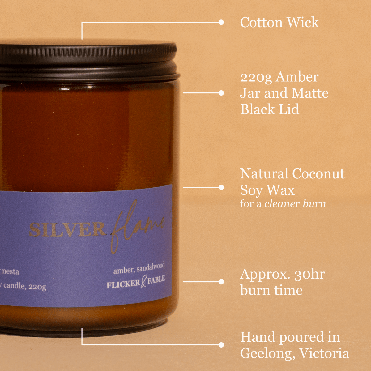 Silver Flame – amber, sandalwood - Flicker & Fable